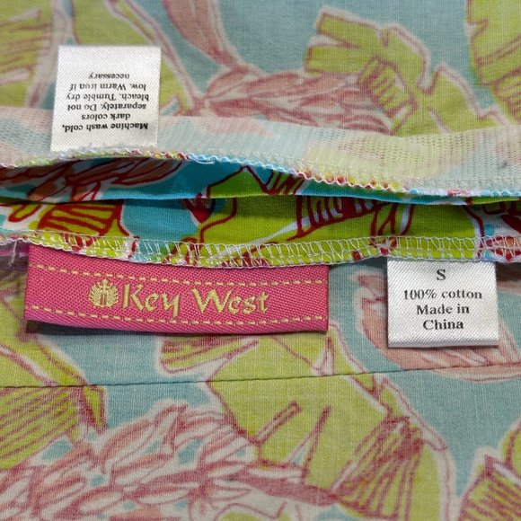 Key West Tropical Palm Print Skirt- Button Down Tie Through Waist - Picture 8 of 12